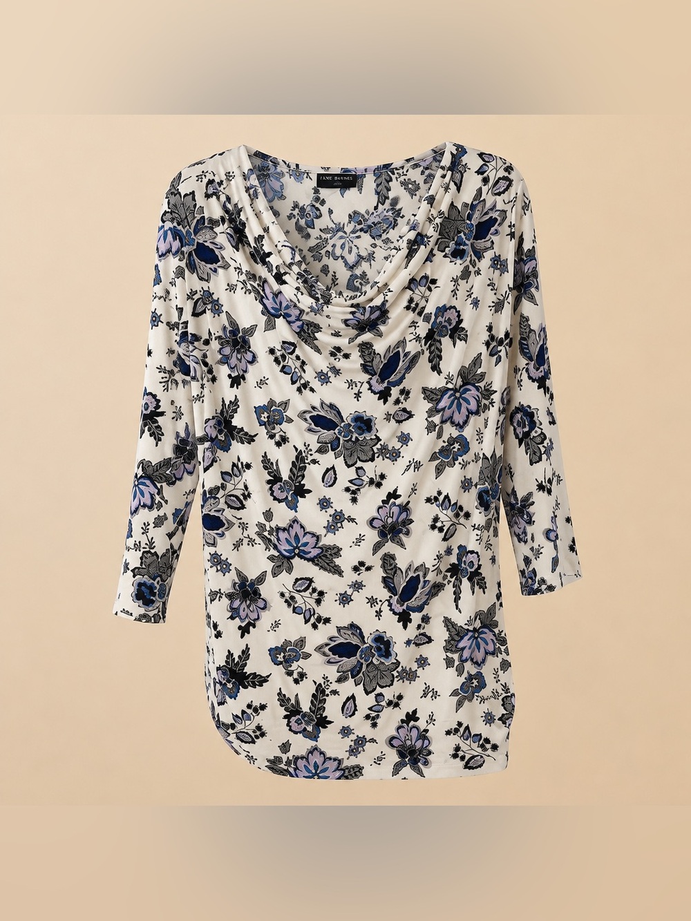 Lane Bryant 22/24 Floral Print Draped Cowl Neckline Polyester Spandex Blouse